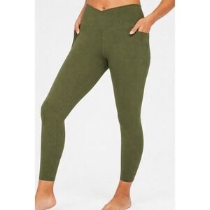 Aerie Offline Real Me Xtra 7/8 Leggings Olive Green Pockets S‎ Small Long Tall
